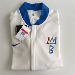 Nike White Bomber Jacket with Blue Accents